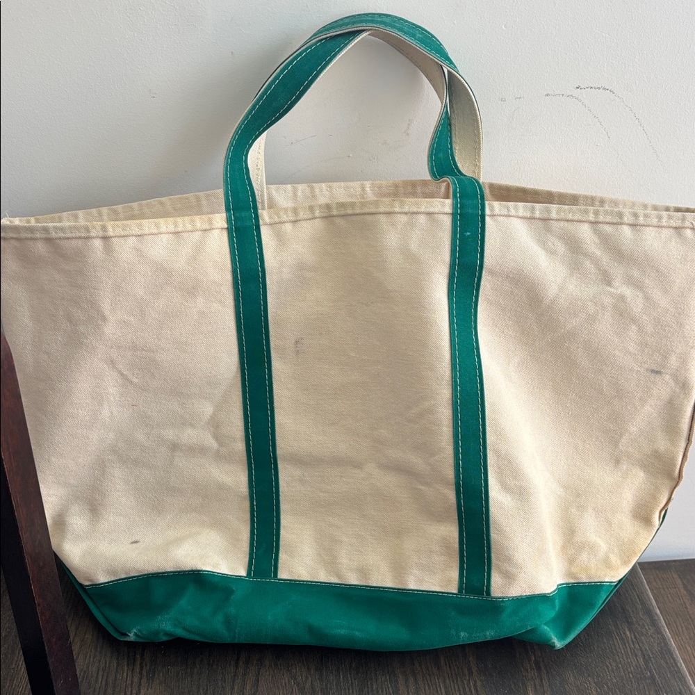 Vintage ‘80s LL Bean Boat & Tote, large, dark green “Sagot”, short handles - Picture 4 of 10